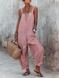 Zaida | Striped Square-Neck Sleeveless Jumpsuit
