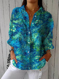 Zita | Feather-Print Button-Front Blouse